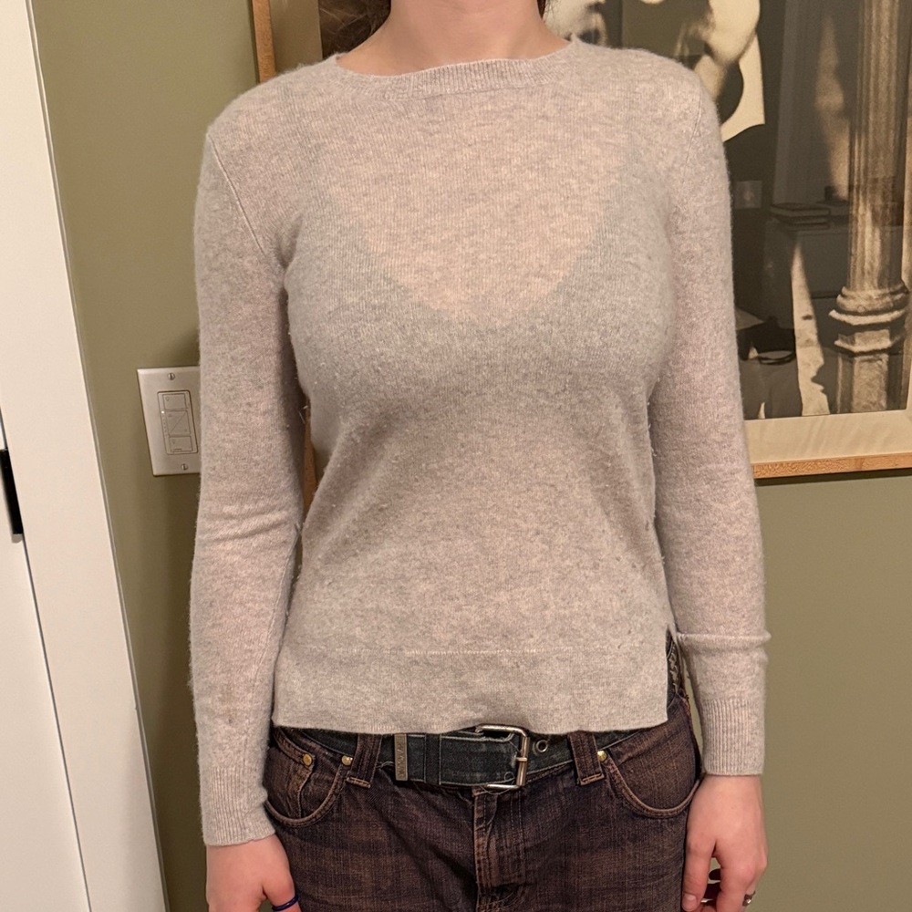 Saks Fifth Avenue Light Gray Cashmere Crewneck Sweater
